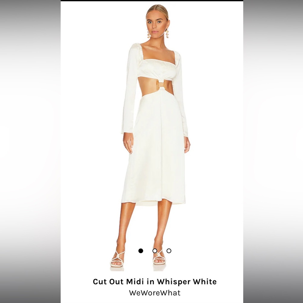 WE WORE WHAT LONG SLEEVE SATIN CUT OUT MIDI
